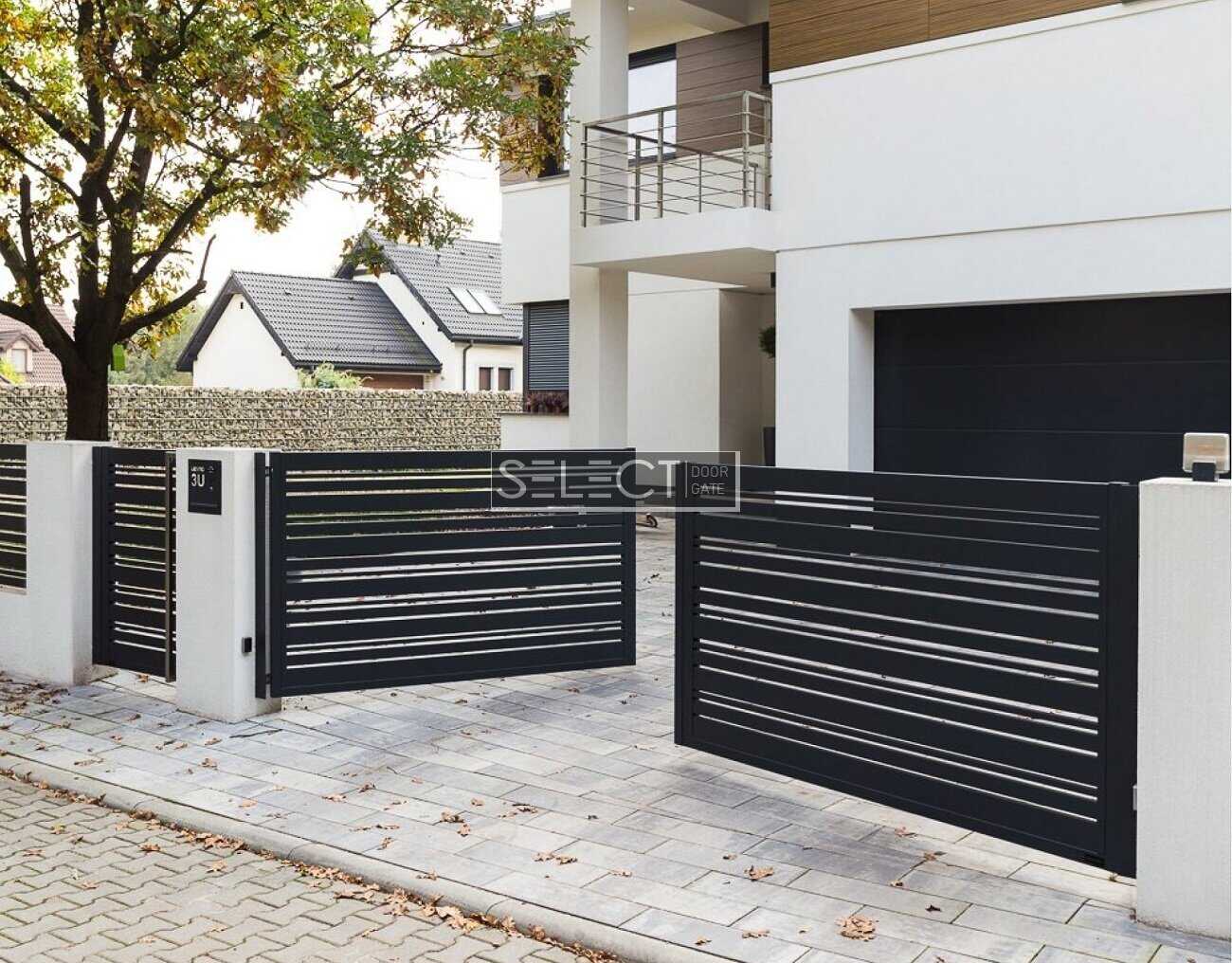 Розпашні та відкатні автоматичні ворота з хвірткою - вуличні металеві в'їзні огорожі селект 